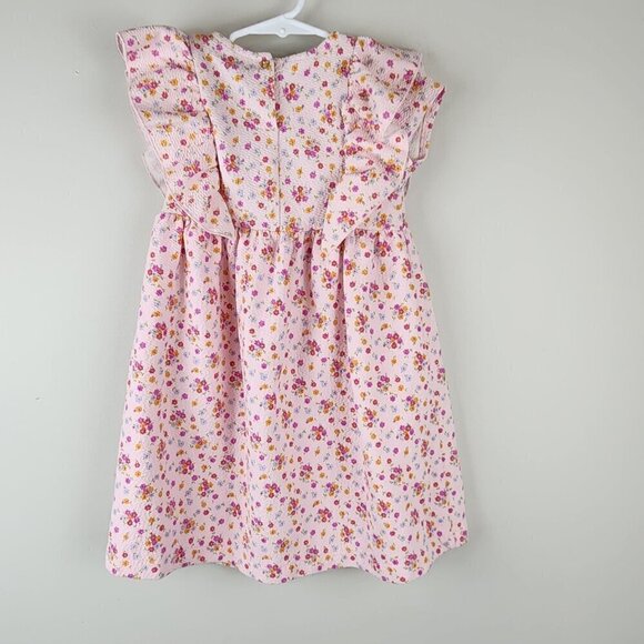 Zara Kids pink dress size 4-5 years Textured fabric flutter sleeves - Picture 6 of 10